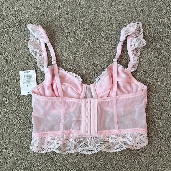 Auden Lace Mesh Corset Bra Lingerie Pink Underwire Bralette Feminine Sexy XS NWT - Picture 5 of 10